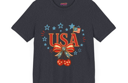 USA CHERRY COQUETTE STARS AND STRIPES TEE