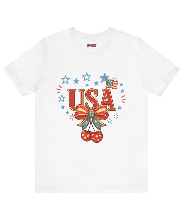 USA CHERRY COQUETTE STARS AND STRIPES TEE