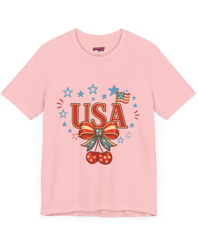 USA CHERRY COQUETTE STARS AND STRIPES TEE