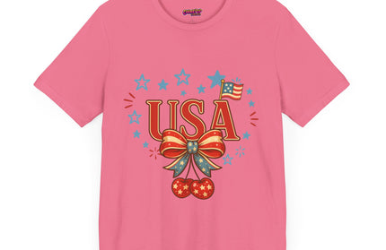 USA CHERRY COQUETTE STARS AND STRIPES TEE