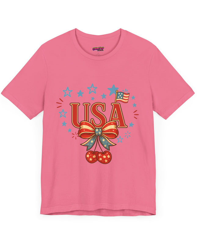 USA CHERRY COQUETTE STARS AND STRIPES TEE