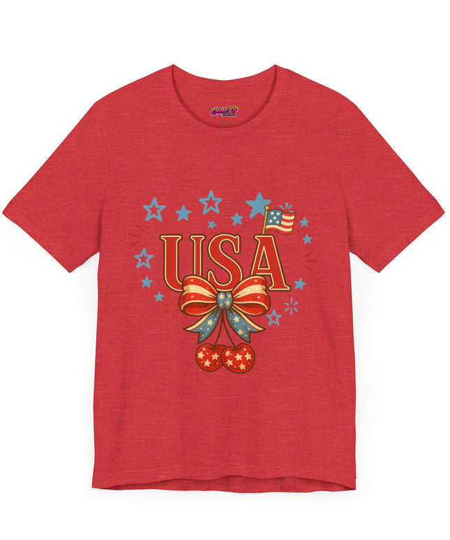 USA CHERRY COQUETTE STARS AND STRIPES TEE