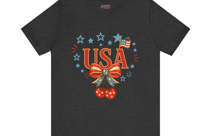 USA CHERRY COQUETTE STARS AND STRIPES TEE