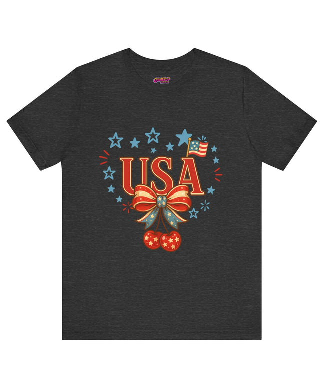 USA CHERRY COQUETTE STARS AND STRIPES TEE
