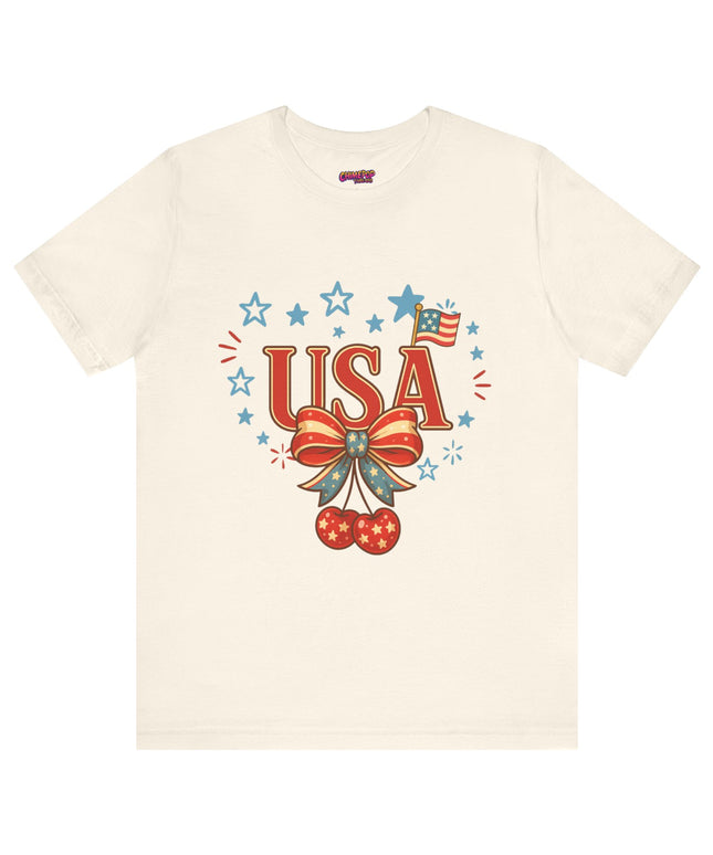 USA CHERRY COQUETTE STARS AND STRIPES TEE