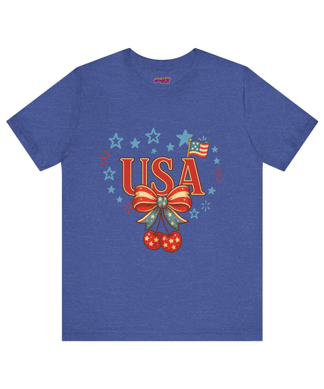 USA CHERRY COQUETTE STARS AND STRIPES TEE