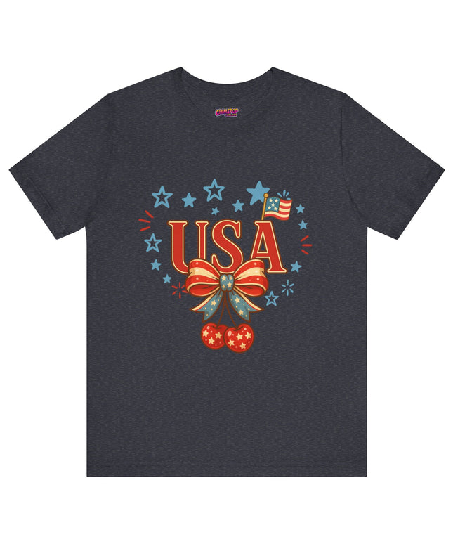 USA CHERRY COQUETTE STARS AND STRIPES TEE