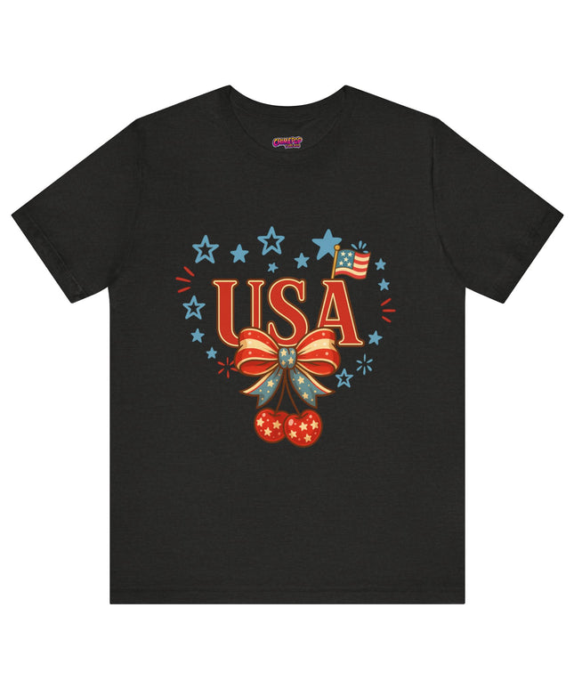 USA CHERRY COQUETTE STARS AND STRIPES TEE