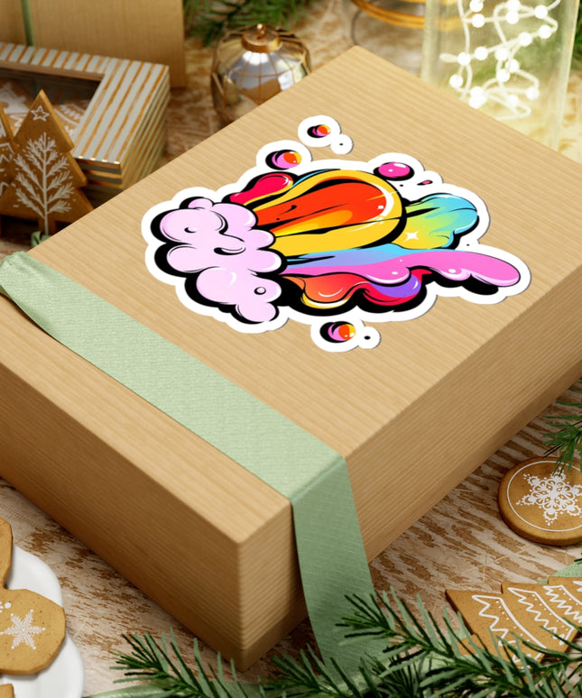 Vibrant Kiss-Cut Stickers for Laptop & Decor – ChimePop Threads Rainbow Splash