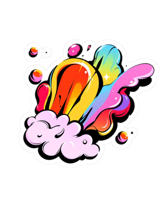 Vibrant Kiss-Cut Stickers for Laptop & Decor – ChimePop Threads Rainbow Splash