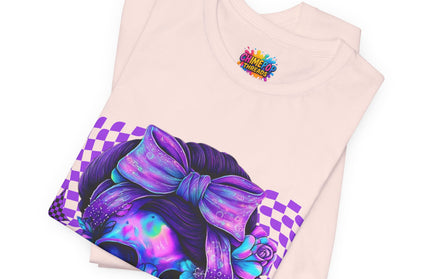 Violet Glow Skull with Floating Grid Tee