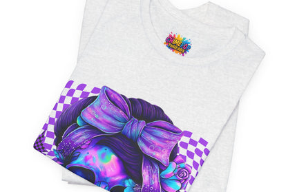 Violet Glow Skull with Floating Grid Tee