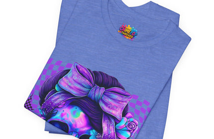 Violet Glow Skull with Floating Grid Tee