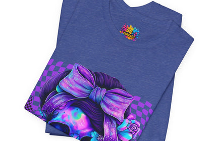 Violet Glow Skull with Floating Grid Tee