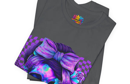 Violet Glow Skull with Floating Grid Tee