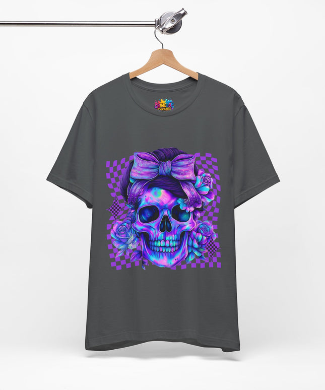 Violet Glow Skull with Floating Grid Tee