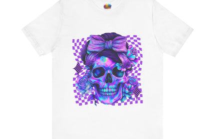 Violet Glow Skull with Floating Grid Tee