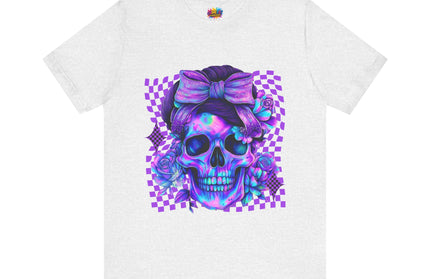Violet Glow Skull with Floating Grid Tee
