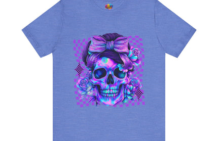 Violet Glow Skull with Floating Grid Tee