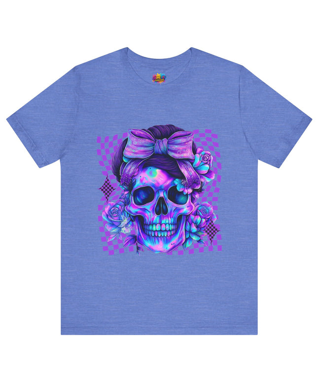 Violet Glow Skull with Floating Grid Tee