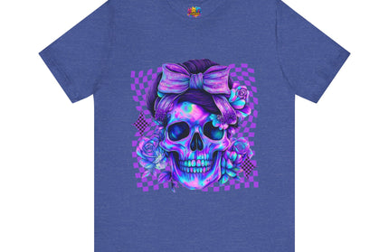 Violet Glow Skull with Floating Grid Tee