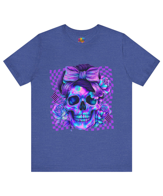 Violet Glow Skull with Floating Grid Tee
