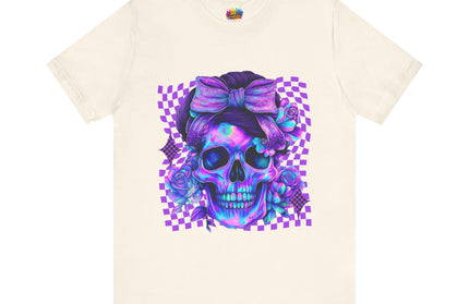 Violet Glow Skull with Floating Grid Tee
