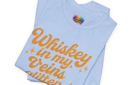 WHISKEY IN MY EYES, GLITTER IN MY VEINS GRAPHIC TEE