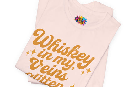 WHISKEY IN MY EYES, GLITTER IN MY VEINS GRAPHIC TEE