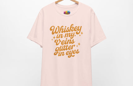 WHISKEY IN MY EYES, GLITTER IN MY VEINS GRAPHIC TEE