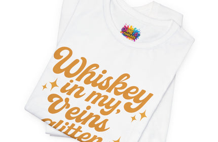 WHISKEY IN MY EYES, GLITTER IN MY VEINS GRAPHIC TEE