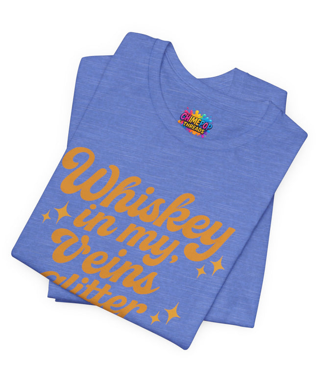 WHISKEY IN MY EYES, GLITTER IN MY VEINS GRAPHIC TEE