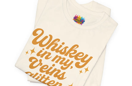 WHISKEY IN MY EYES, GLITTER IN MY VEINS GRAPHIC TEE