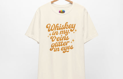 WHISKEY IN MY EYES, GLITTER IN MY VEINS GRAPHIC TEE