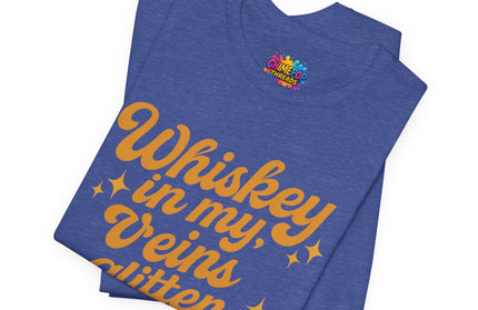 WHISKEY IN MY EYES, GLITTER IN MY VEINS GRAPHIC TEE