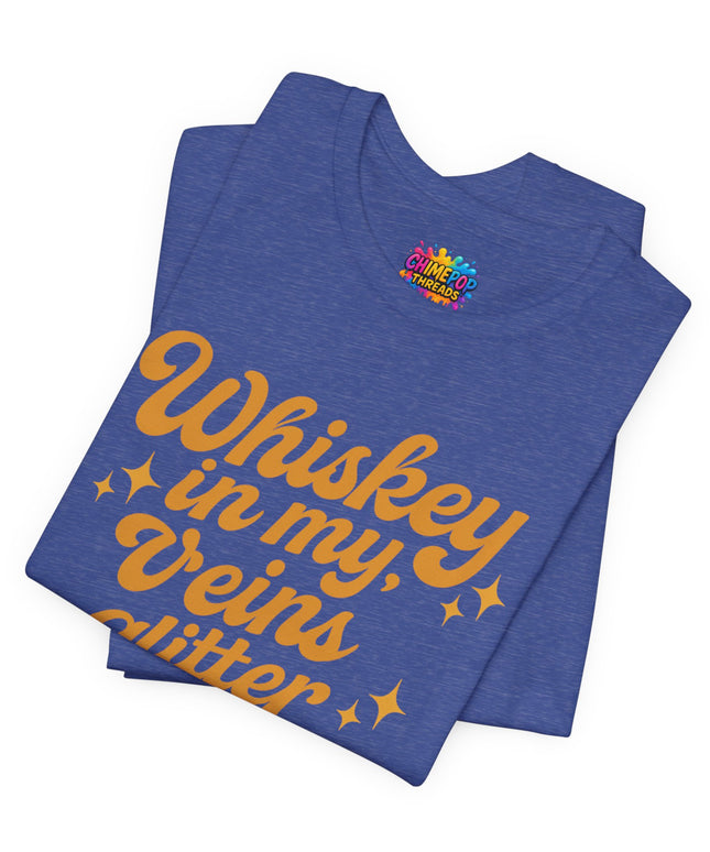 WHISKEY IN MY EYES, GLITTER IN MY VEINS GRAPHIC TEE