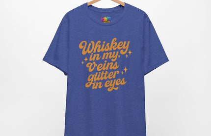 WHISKEY IN MY EYES, GLITTER IN MY VEINS GRAPHIC TEE