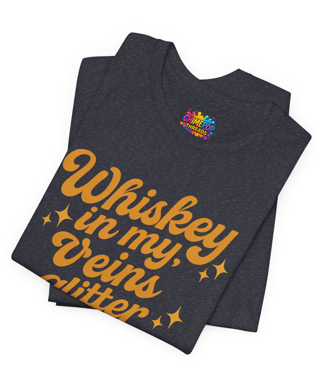 WHISKEY IN MY EYES, GLITTER IN MY VEINS GRAPHIC TEE