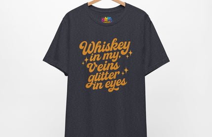 WHISKEY IN MY EYES, GLITTER IN MY VEINS GRAPHIC TEE