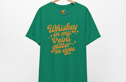 WHISKEY IN MY EYES, GLITTER IN MY VEINS GRAPHIC TEE